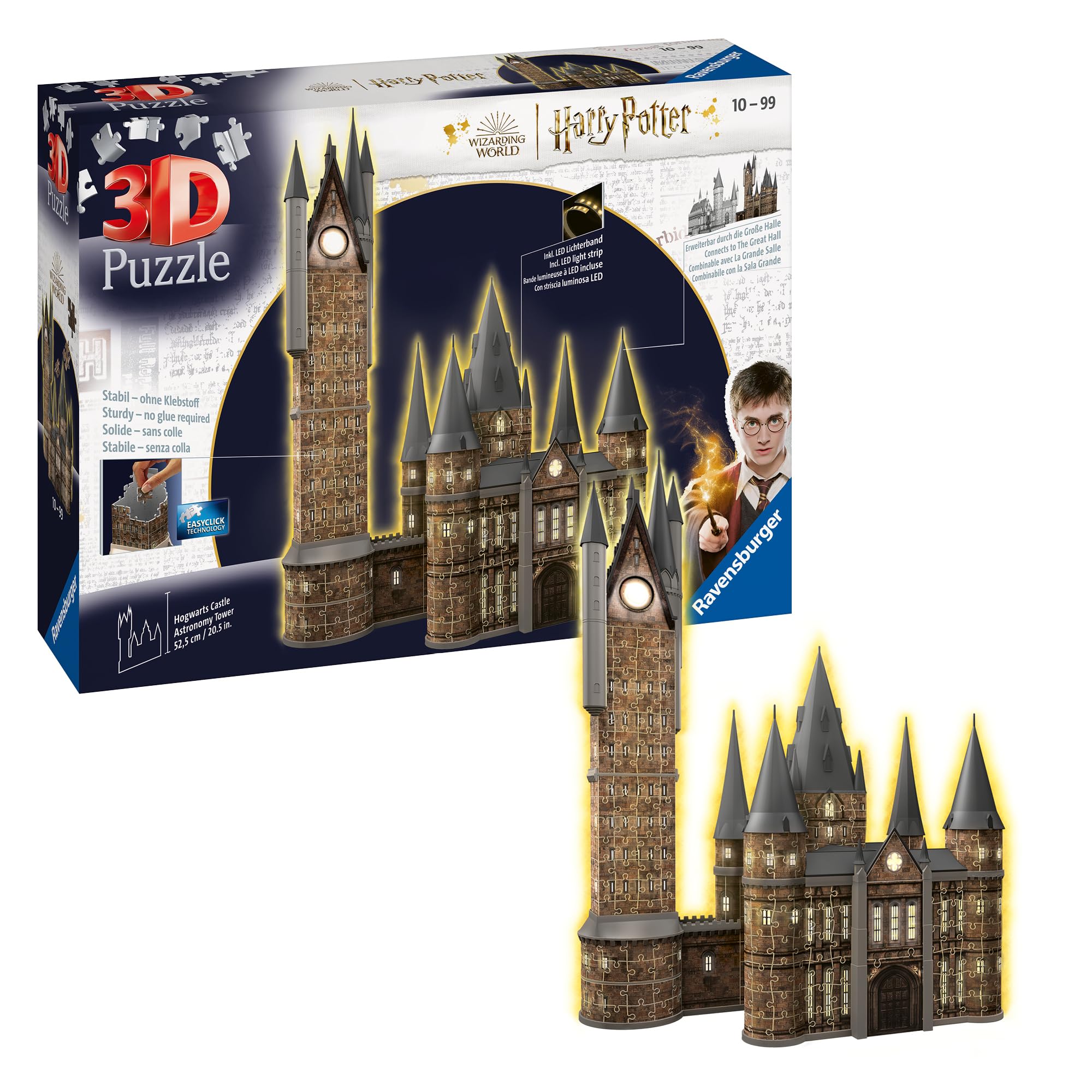 Ravensburger 3D Puzzle 11551 - Harry Potter Hogwarts Schloss - Astronomieturm - Night Edition - der beleuchtete Astronomy Tower des Hogwarts Castle für alle Harry Potter Fans ab 10 Jahren