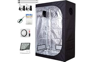 CDMALL 48''x24''x60'' Grow Tent Kit Indoor Grow Tent Room + 24 Hour Timer + 60mm Bonsai Straight Scissors + Digital Hygrometer Thermometer + Trellis Nets +1 Pair of Rope Hangers