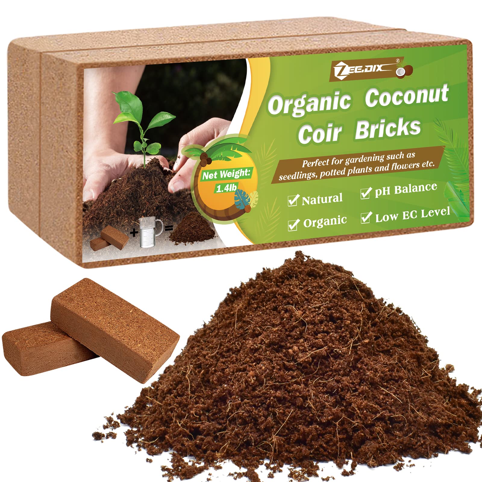 Mua ZeeDix 2 Pcs Premium Coconut Coir Compressed 100% Organic Coco Coir ...