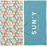 SUN'Y Waffle Microfiber Beach Towel – Sand Free, Quick Dry, Ultra Absorbent, Lightweight & Compact Travel Towel with Carry Bag - Large (63” x 31.5”), Huntington