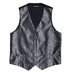 Barry.Wang Formal Men Dress Vest Matched Paisley
