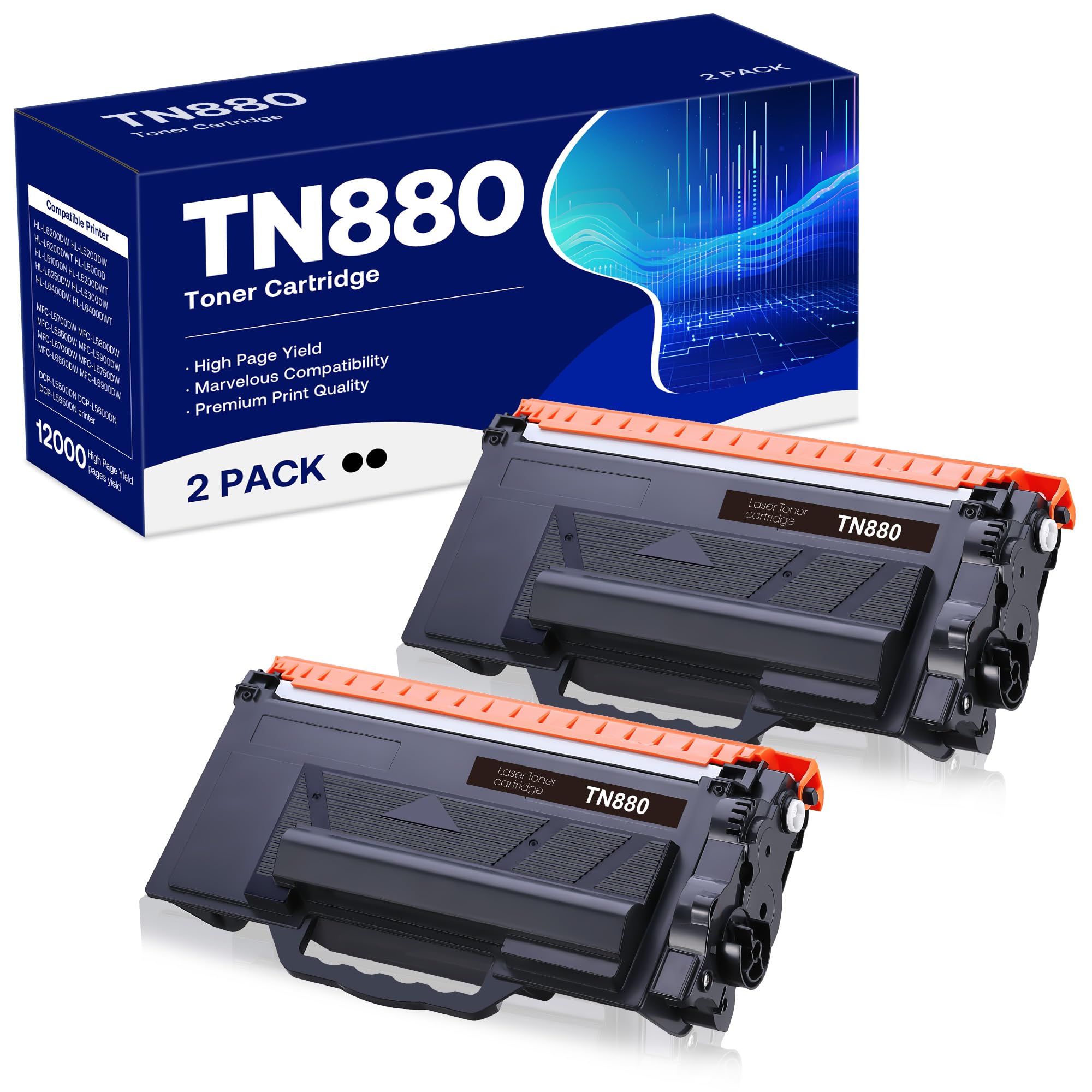 Photo 1 of WEAREC TN880 Toner Cartridge Compatible for Brother TN 880 TN850 TN820 Page Yield Up to 24,000 Pages for MFC-L6900DW HL-L6200DW MFC-L6700DW MFC-L6800DW HL-L6300DW (2 Black)