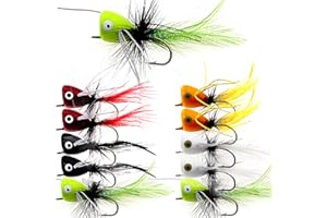 Ghanneey Fly Fishing Poppers Fly Fishing Dry Flies Topwater Fishing Lures Bass Popper Flies Bugs Lures Panfish Bait Fly Trout Bobber Flies Kit for Bass Trout Panfish Bluegill Salmon