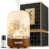 Essential Oil Diffuser Hand Blown Glass, 100ml Small Aromatherapy Diffuser, Auto Shut-Off Function, Ultrasonic Diffusers for Essential Oils, Cool Mist Humidifier with Warm White Lights (Vanilla Oil)