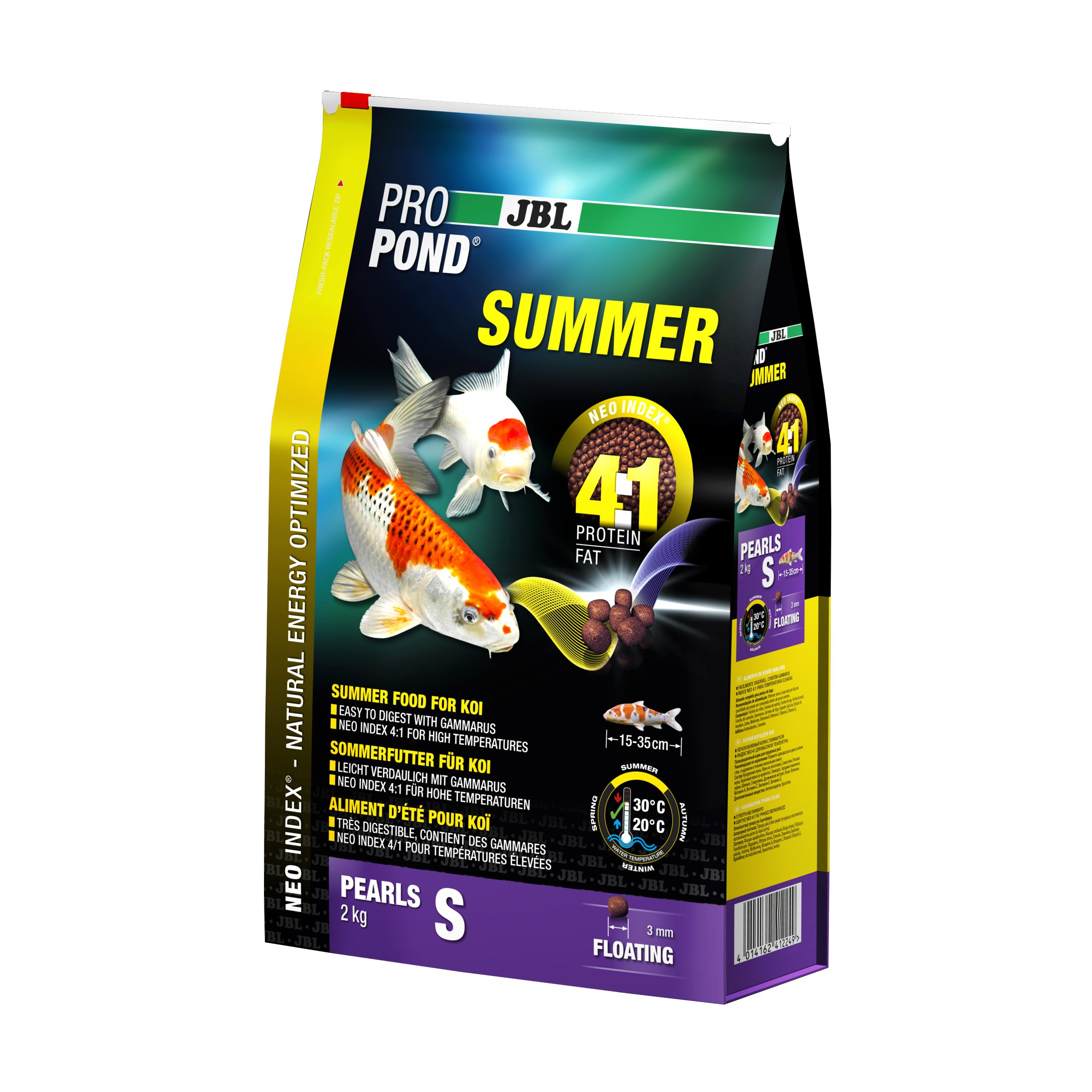 JBL summer Food for Koi, Floating Food Pearls, Seasonal Food, ProPond Summer, Size S, 2.0 kg