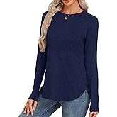 GAYHAY Long Sleeve Tunics or Tops to Wear with Leggings - Loose Fit Crew Neck Curved Hem Shirts Fall Winter Clothes 2026