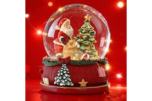 Aobaks 8.25 Inch Height Christmas Snow Globe with Light up Musical Snowflakes Holiday Decoration, Santa Claus Oversized Resin Snowglobes, Christmas Holiday Decor.