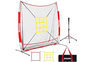 ZONLOLO 6x6ft Baseball & Softball Net for Hitting,Pitching and Batting, Throwing,Baseball net with Sturdy Bow Frame,Battting Tee,Strike Zone, Middle Size,Suitable for Kids!