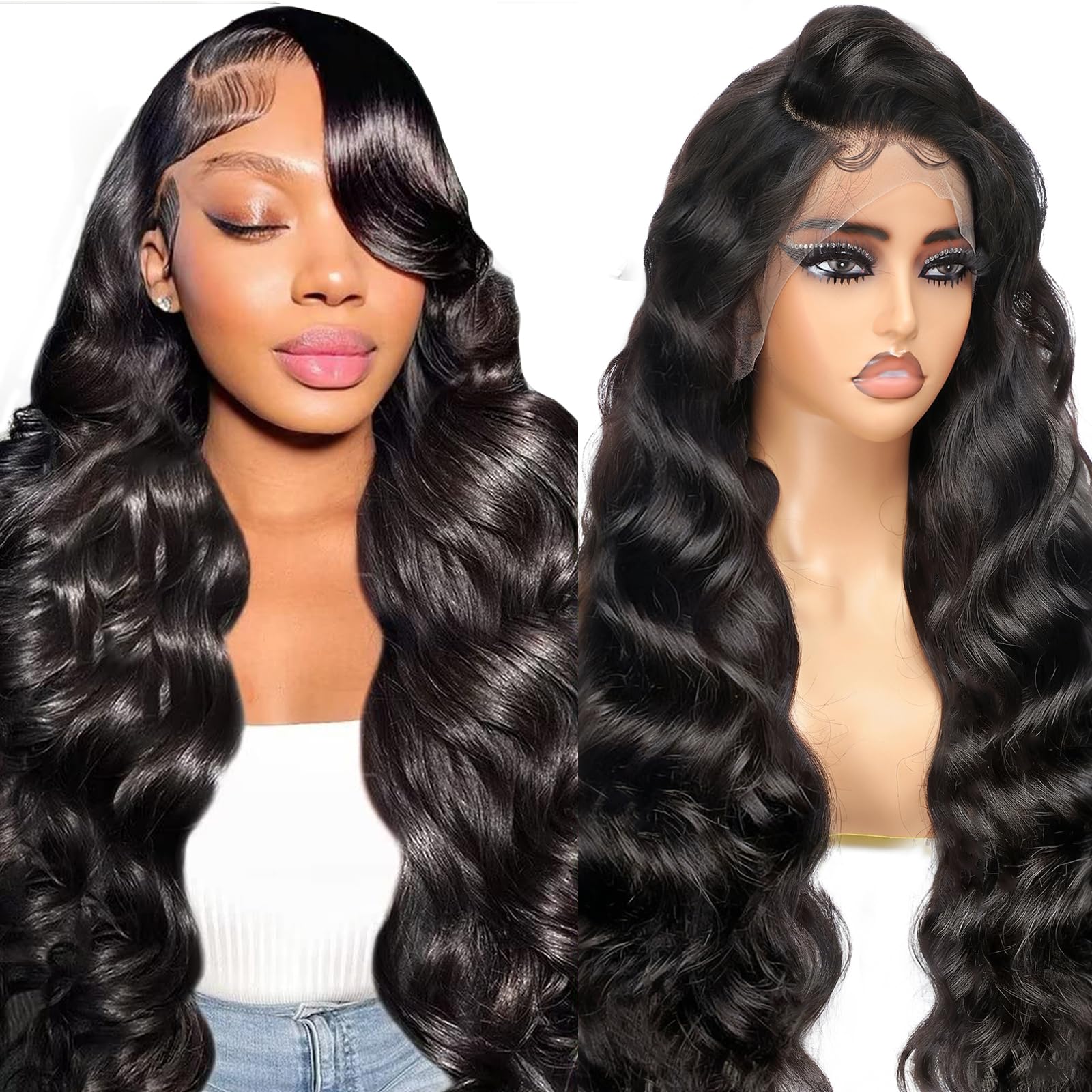 Beluck 13x6 Transparent HD Lace Front Wigs Human Hair Wig, Body Wave Human Hair Wig For Black Women, Glueless Wig Pre Plucked With Baby Hair, Black Brazilian Real Hair Lace Frontal 20 Inch — image 1