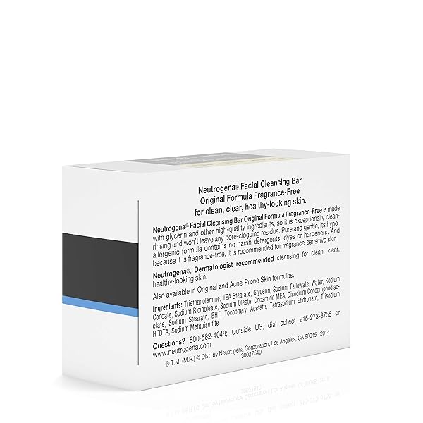 NEUTROGENA FACE CLEANSING BAR – FRAGRANCE FREE – 3.5 OZ