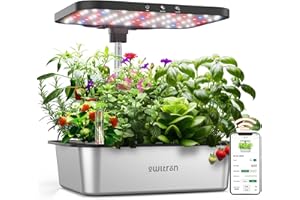 owltron Smart Hydroponics Growing System Kit,15 Pods Indoor Herb Garden with 36W LED Grow Light & APP Control, Planting Height Up to 30", Quiet Water Pump, Stainless Steel - Ideal Gift for All Ages