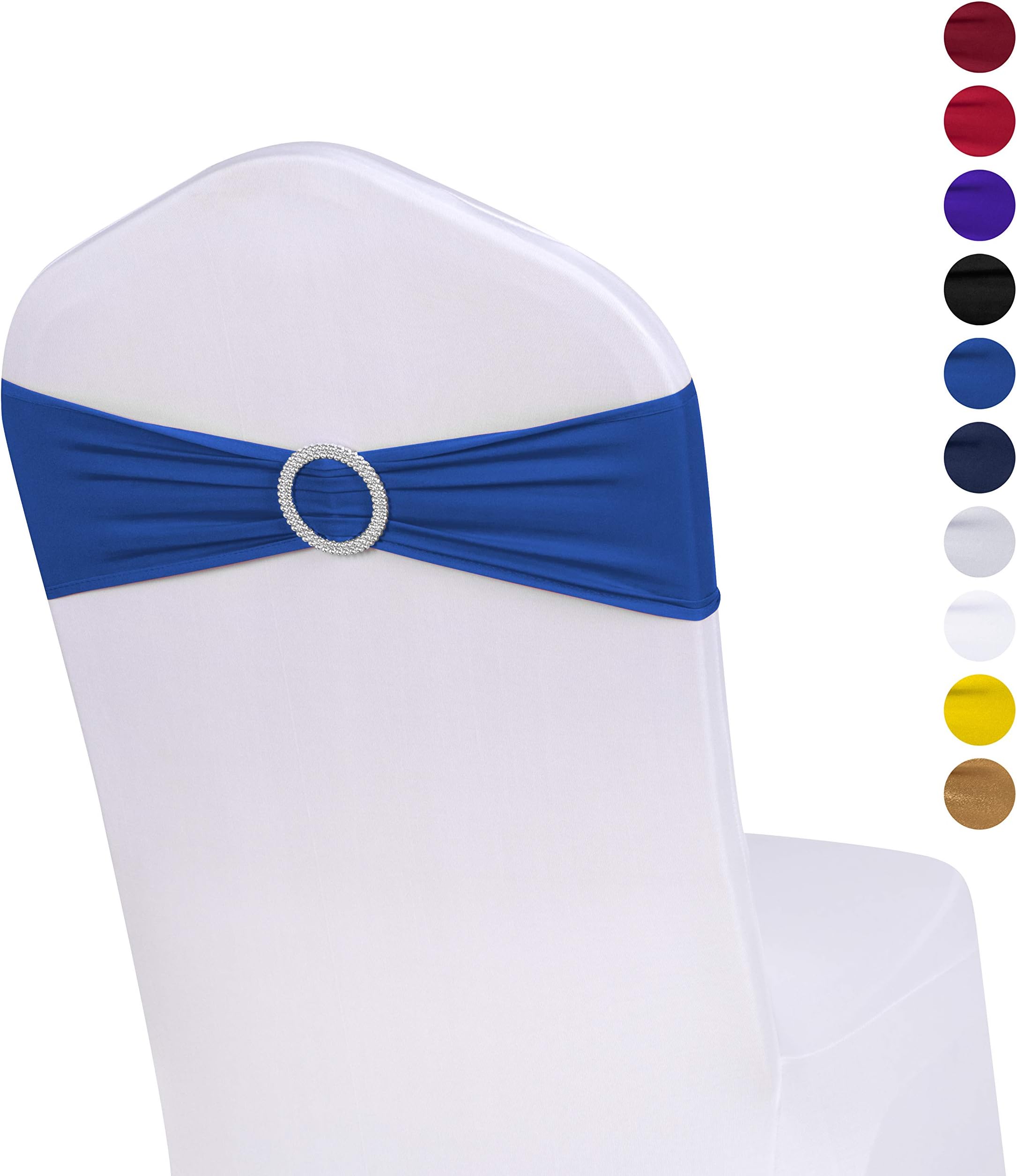 Monrise 10PCS Stretch Chair Sashes for Wedding with Buckle Slider Spandex Chair Bands for Party Decoration