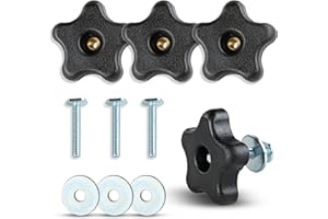 DEADWOOD CRAFTED TOOLS DCT 5 Star Knobs Kit 1/4in-20 Threaded Knob, Bolt with Knob, Clamping Knob Jig Knobs T Track Knobs and Bolts 4-Pack