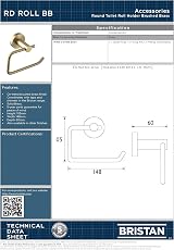 Bristan Round Toilet Roll Holder Brushed Brass Bathroom Accessory view 6