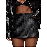 MakeMeChic Women's PU Leather Mini Skirt High Waist Bodycon Y2k Party Skirts