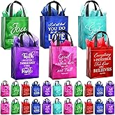 Tellingyou 24 Pieces Christian Religious Gift Bags 8 x 4 x 10 Inch Bible Verse Reusable Gift Bags with Tissues for Baptism Easter Wedding Birthday