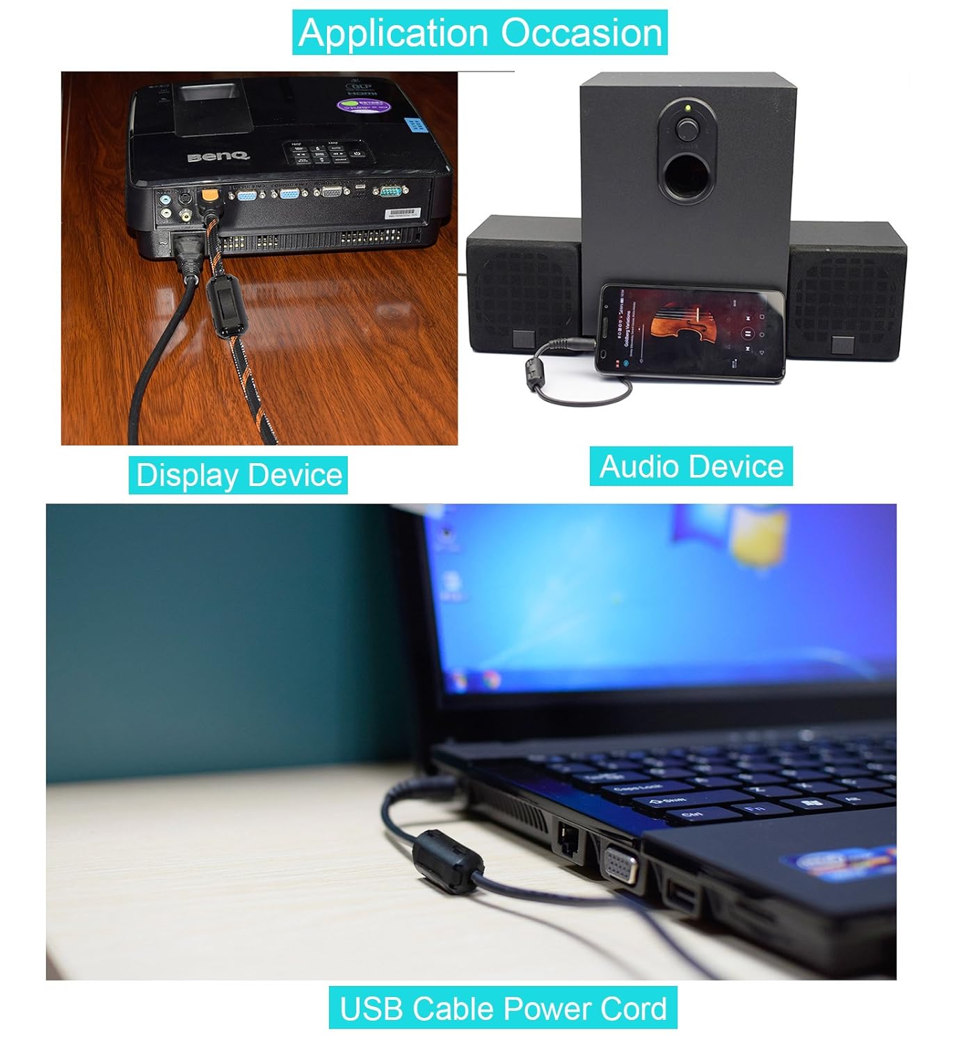 Video Cable Power Cord Black Audio stardrift 10Pack 3mm Diameter Snap on Ferrite Core Bead