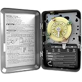 T104 Mechanical Timer Switch, 208&ndash;277 VAC 40 Amp,Pool Pump Switch, 24 Hour 12 ON/Off for Pump, Heavy Duty Pool Timers, Timer for Lights HVAC Systems, 5 Years Warranty