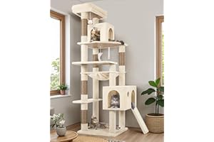 Globlazer Heavy Duty Cat Tree, 70 inch Sturdy Cat Tree for Indoor Cats Extra Large Cat Tower with Scratching Post, Hammock, C