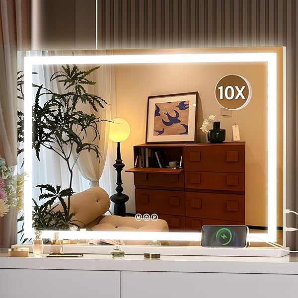 HASIPU VANITY MIRROR WITH LIGHTS, 28″ X 20″...