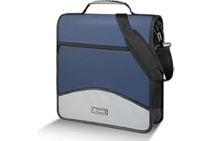 Zzrywuty Zipper Binder, 3 Inch 3-Ring Binder with Zipper, Expanding Folders and Shoulder Straps & Handles, 3" O-Rings with Multiple Pockets for Middle School and Office- Blue