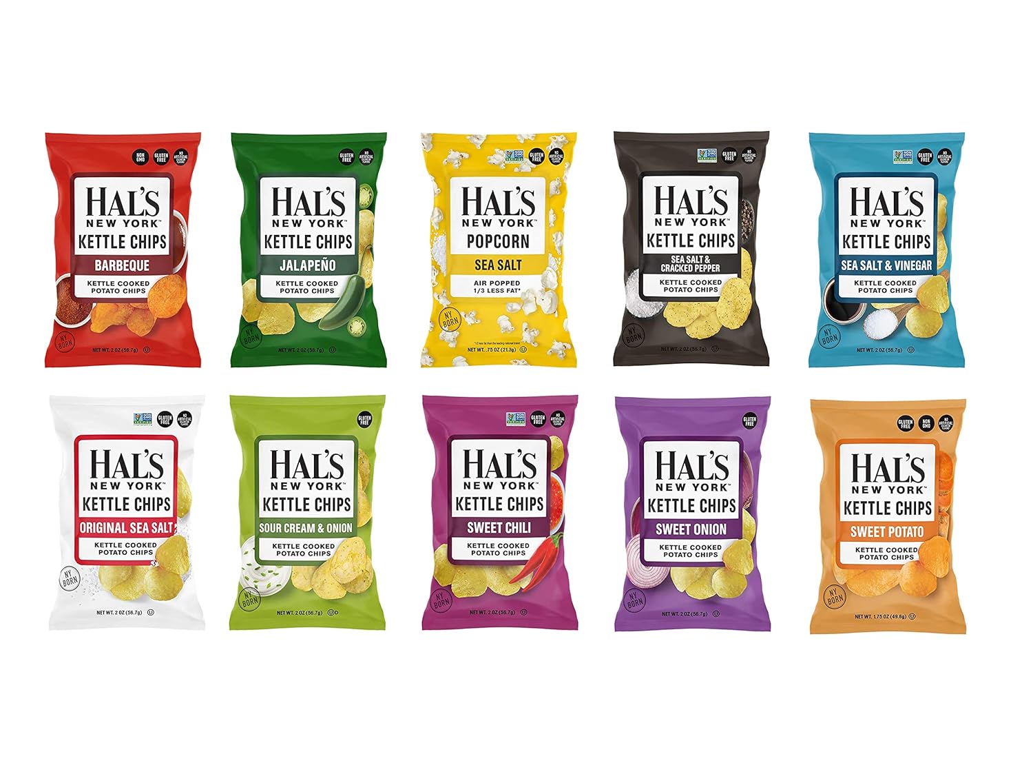 Hal's New York Kettle Cooked Potato Chips, Gluten Free, 10