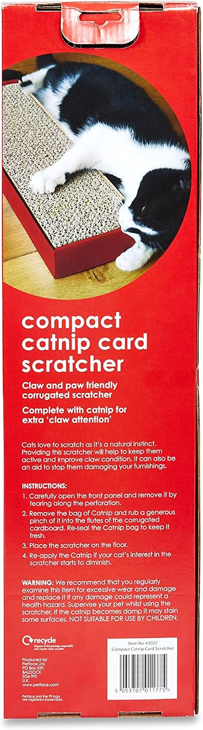 Petface Compact Catnip Card Scratcher, Provide Entertainment & Maintain Claw Condition, Red, Pack of 1 - Image 4