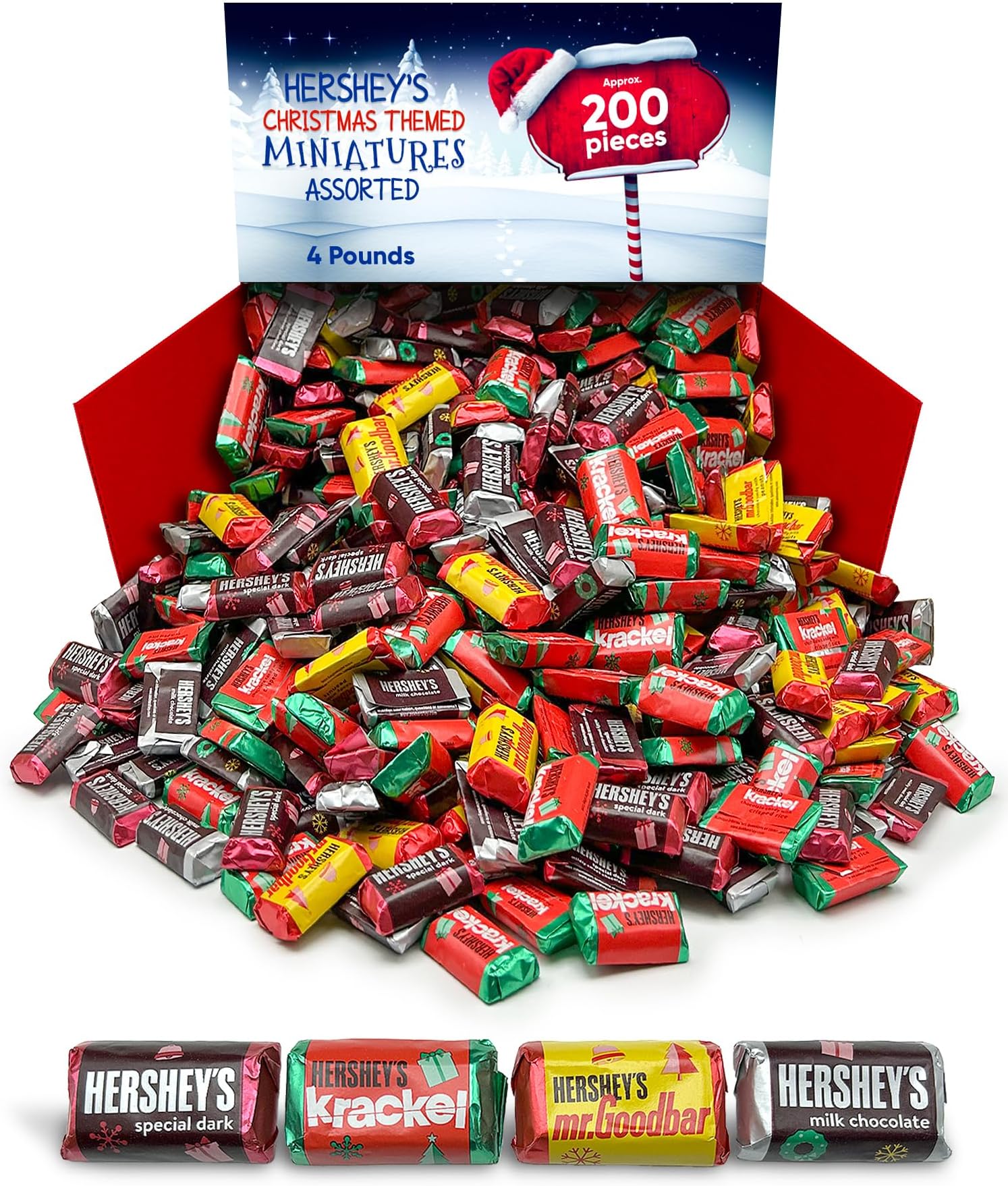 Hershys Assorted Christmas Miniatures 4 Pounds Approx 200 Chocolate hershys-assorted-christmas-miniatures-4-pounds-approx-200-chocolate