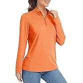 MAGCOMSEN Women's Long Sleeve Shirts 1/4 Zip Pullover UPF 50+ Sun Protection Quick Dry Hiking Athletic Workout Tops
