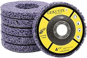 GEKUVIX 6pcs Strip Discs 4 1/2 for Angle Grinder Quick Abrasive Paint Stripper Wheel for Clean and Remove Paint Coating Rust Welds Oxidation (6PCS 4-1/2" x 7/8")