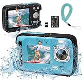 YEEIN Underwater Camera 4K 48MP Autofocus Selfie Dual Screen Waterproof Camera with Floating Strap and 32GB Card, 17FT Compact Waterproof Digital Camera, Fill Light Underwater Camera for Snorkeling