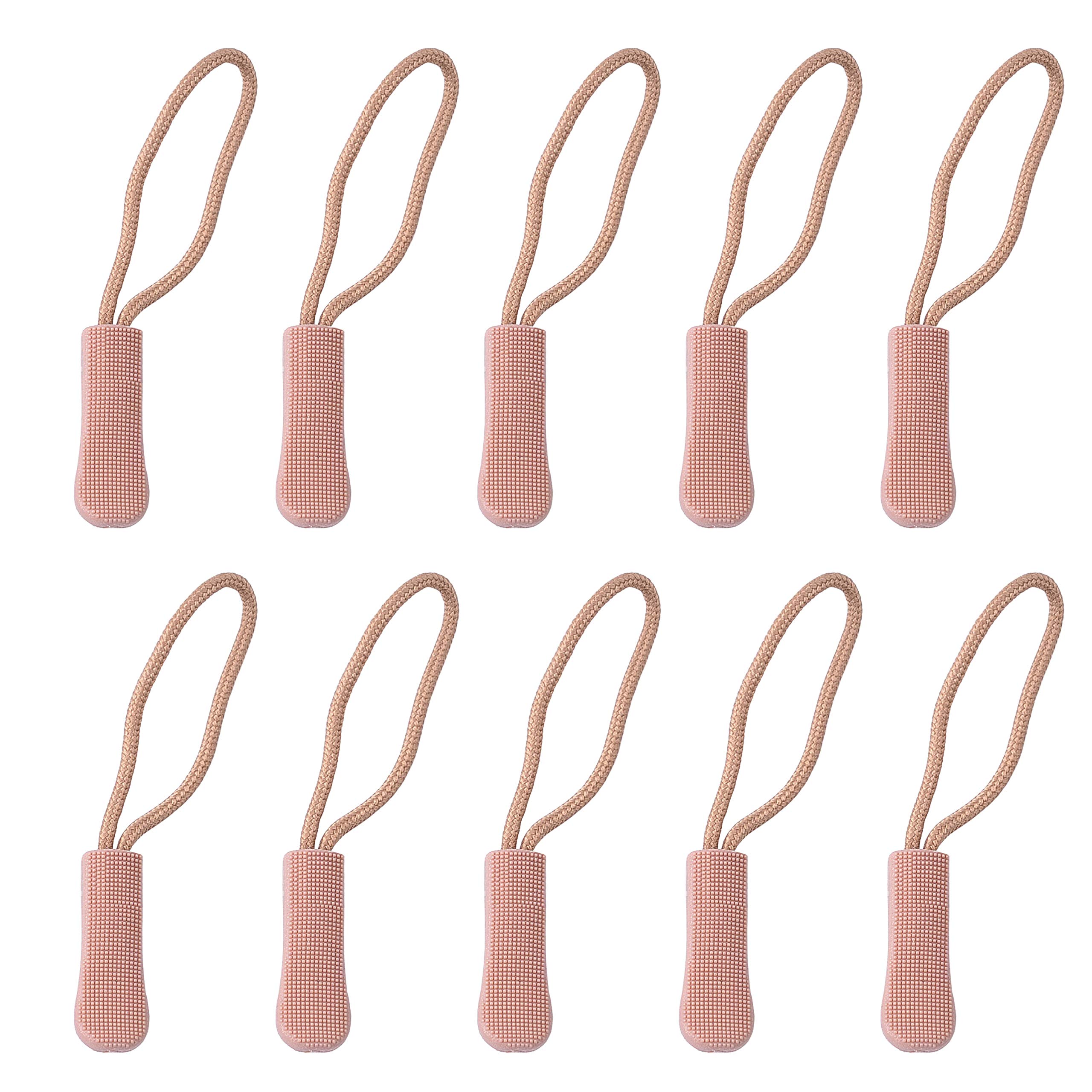 POFET 10pcs Zip Tags Cord Pulls Zipper Extension Zip Slider Brown