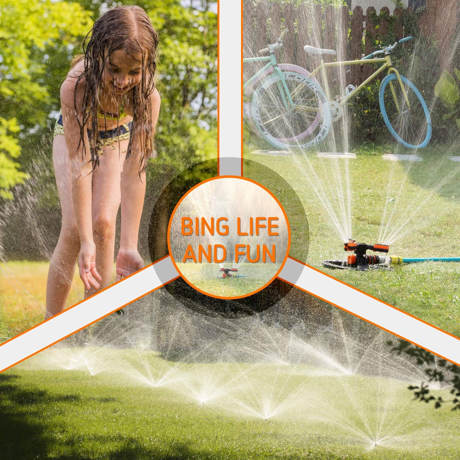 VIVOSUN Garden Sprinkler Adjustable Lawn Irrigation System 360 Degree Rotating Lawn Sprinkler Automatic Garden Water Sprinklers with Hose Quick Connect Adapter : Garden & Outdoor