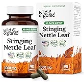 Wild & Organic Stinging Nettle Leaf Capsules - 1000 mg Stinging Nettle Extract for Urinary Support - 90 Vegan Herb Capsules - 45 Days Supply - Non-GMO, Gluten-Free, No Fillers