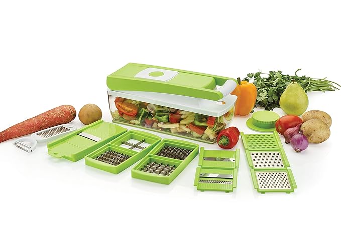 Ganesh Vegetable Dicer, 12 Cutting Blades, Green