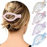 Mesovor 4 Pack French Flat Hair Clips, 4.72" Nonslip Large Duckbill Lay Flat Hair Claw Clips | Side Slide Volume Flat Hairclips for Lying Down, Yoga, Driving (Mermaid Stripes)