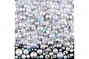 Kikonoke 3900+ Pcs Rhinestones and Pearls Kit, 2-10mm Flatback Gems for Nail Art, Tumbler Decoration, DIY Crafts, 6 Colors Mixed DIY Supplies (White)