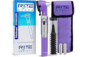 RiteScope Otoscope with Light - Premium Otoscope Set with Fiber Optic Illumination - Ear Infection Detector - Ear Scope for Examination at Home-Purple