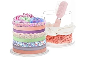 STORi Bella 2-Pack Headband and Scrunchie Holder | Clear Plastic Organizer Display Stand | Holds Hair Ties, Accessories, and Jewelry | Made in USA