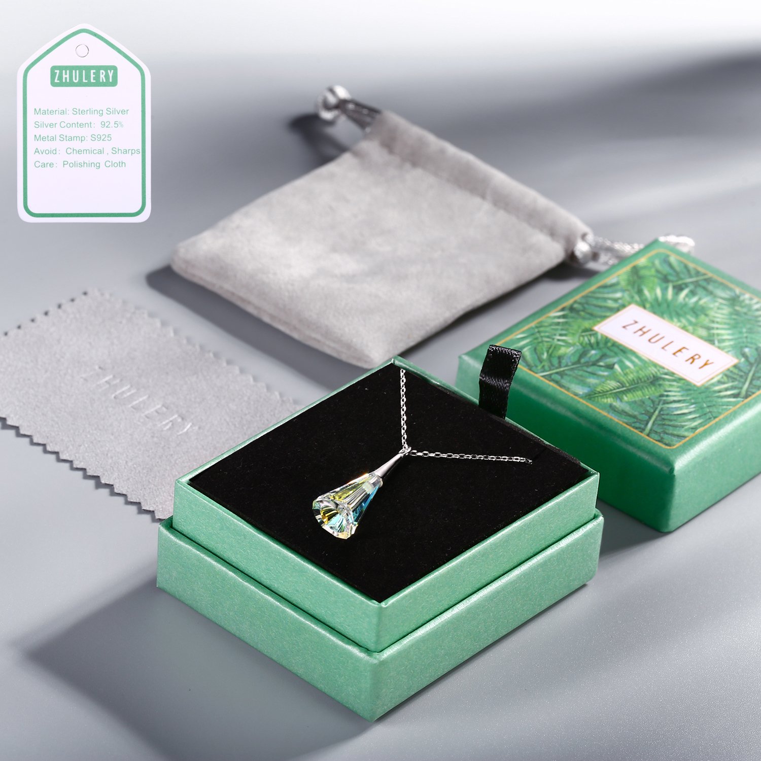 ZHULERY Sterling Silver Pendant Necklace for Women Girl Fashion Jewellery Comes with Gift Box