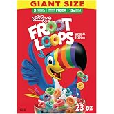 Kellogg's Froot Loops Original Giant Size Breakfast Cereal 23 oz | Good Source of Fiber, 15g Whole Grains