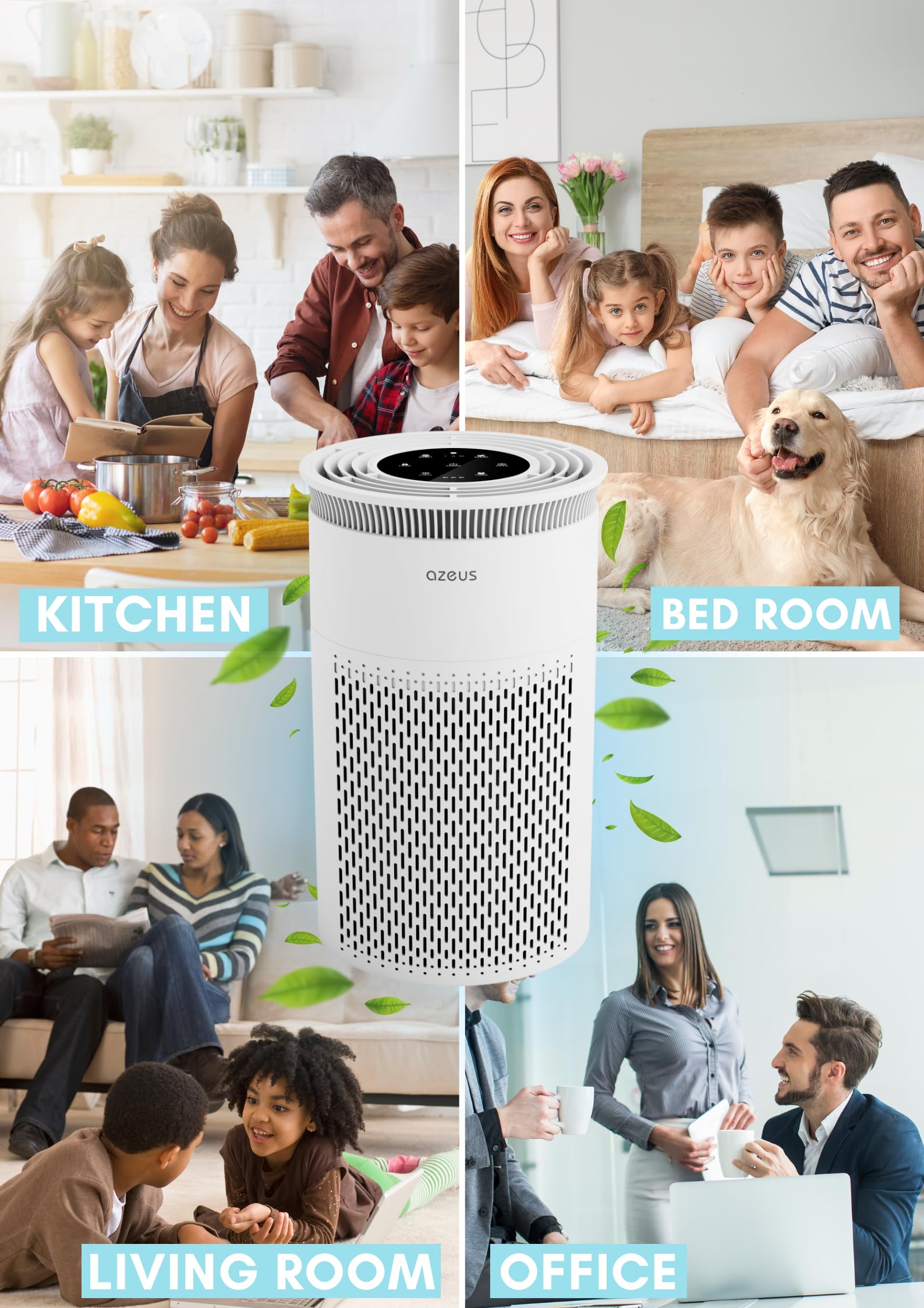 Air Purifier for Large Rooms, Home, Pets, Bedrooms, Up To 1076 ft² H13 True HEPA Filter, 25db Filtration System Cleaner Odor Eliminators, Ozone Free, Remove 99.97% Dust Smoke VOCs