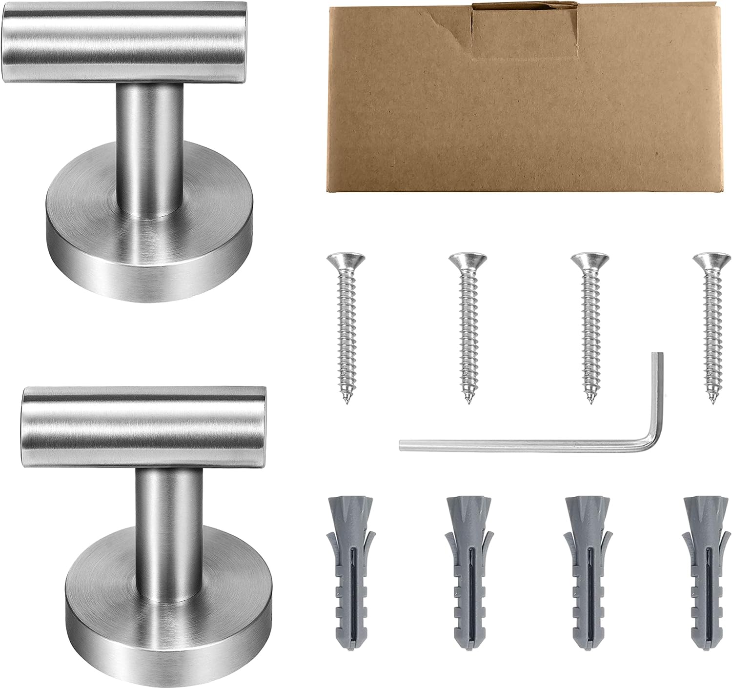 2 Pcs Bathroom Towel Hooks, Coat/Robe Clothes Hooks, SUS 304 Stainless Steel Wall Hook Heavy Duty for Bedroom, Kitchen, Restroom, Bathroom, Hotel, Brushed Nickel and Wall Mounted - - 