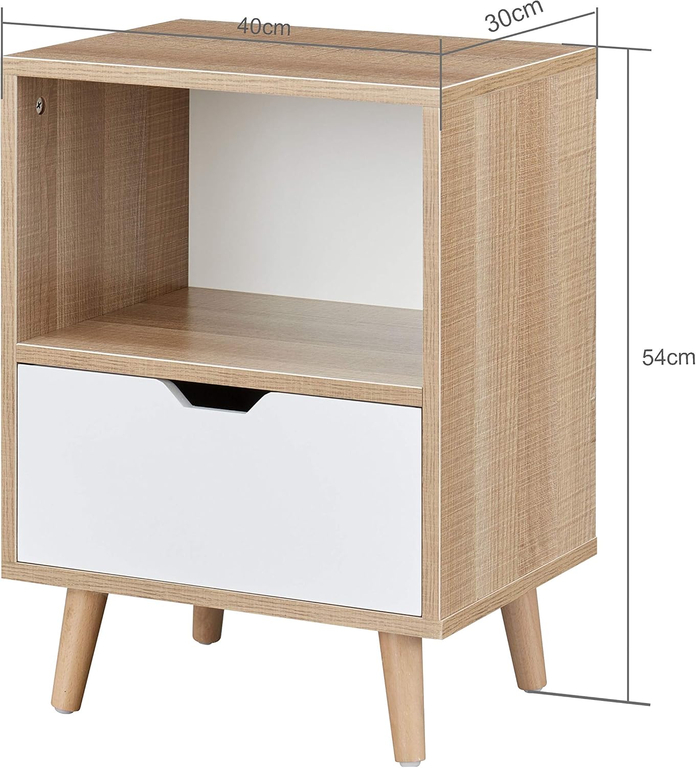 Nightstand- 2-Tier Side Table-Drawer and Shelf Storage Table for Living Room-Sofa Table and end Table-Set of 2: Kitchen & Dining