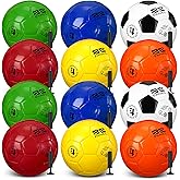 Glimin 12 Pack Soccer Balls Bulk Deflated Soccer Balls with Pump Official Size 3/4/5 Outdoor and Indoor Training Practice Football for School Sports Game Birthday Gift