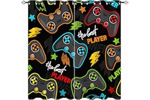 YUANZU Gamepad Blackout Curtains - Abstract Kids Gamer Video Game Joystick Colorful Print Pattern Grommet Room Darkening Window Drapes for Boys Youth Teen Nursery Bedroom Playroom 2 Panels W52 x L84