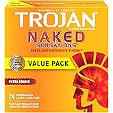 TROJAN Naked Sensations Ultra Ribbed Lubricated Latex Condoms, Feel the Pleasure & Not the Condom, Deep Ribs For Enhanced Exp