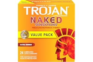 TROJAN Naked Sensations Ultra Ribbed Lubricated Latex Condoms, Feel the Pleasure & Not the Condom, Deep Ribs For Enhanced Exp