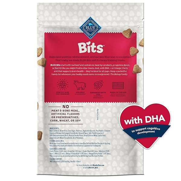 BLUE BUFFALO BITS SOFT DOG TREATS FOR TRAINING, MADE WITH NATURAL INGREDIENTS & ENHANCED WITH DHA, BEEF RECIPE, 19-OZ BAG
