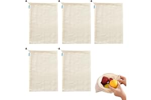 4-Pack Reusable Cotton Mesh Produce Bags – 16.5x9.8 Inches, Eco-Friendly Grocery Bags with Drawstring for Fruits & Vegetables
